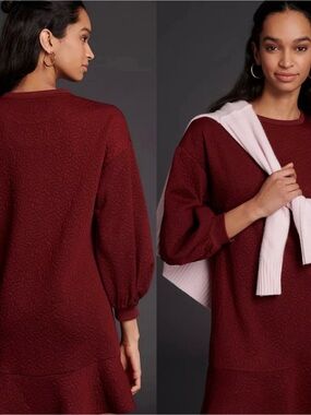 NWT $138 Anthropologie x Mare Mare Wine Odila Tunic Mini Pullover Dress S